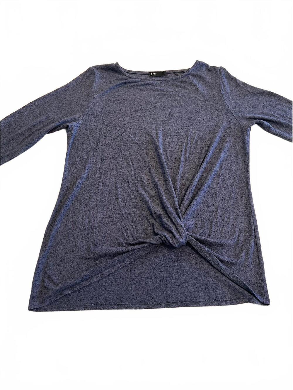 Gibson Women's Navy Blue Long Sleeve Knit Top with Front Knot Detail